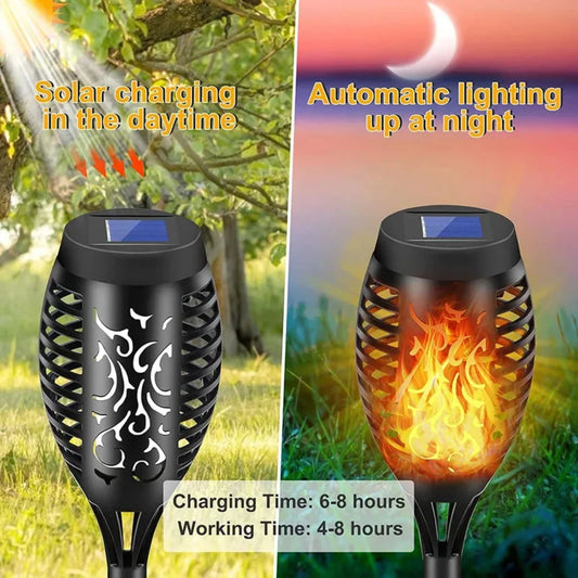 1/2/4 Pcs Solar Flame Torch Light - Outdoor, Waterproof