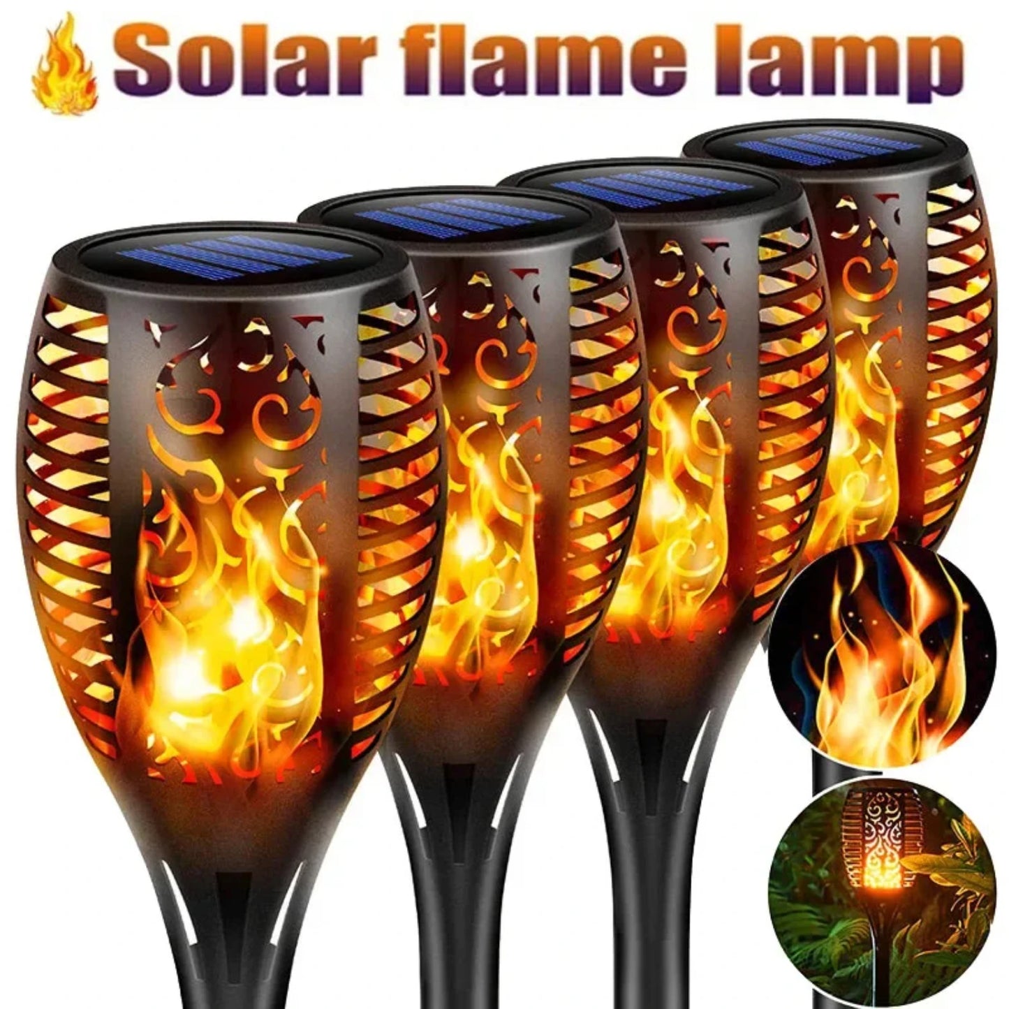 1/2/4 Pcs Solar Flame Torch Light - Outdoor, Waterproof