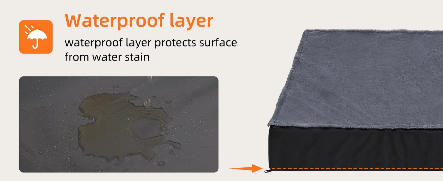 Large Waterproof Orthopedic Pet Mattress - with Removable Washable,Cover