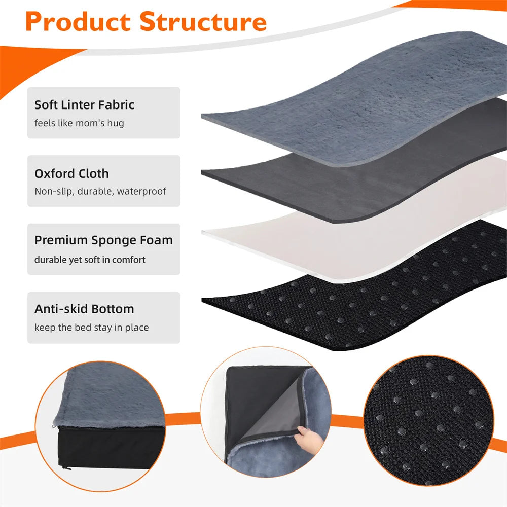 Large Waterproof Orthopedic Pet Mattress - with Removable Washable,Cover