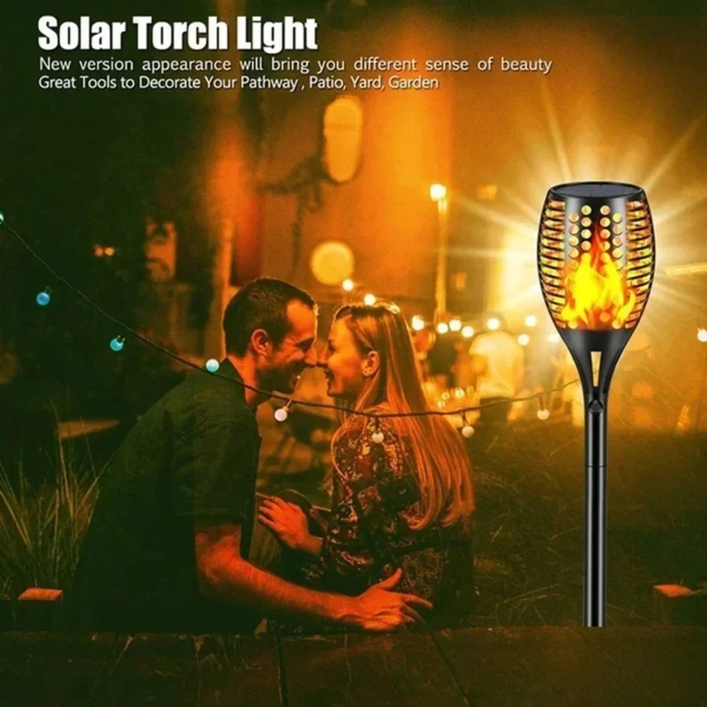 1/2/4 Pcs Solar Flame Torch Light - Outdoor, Waterproof
