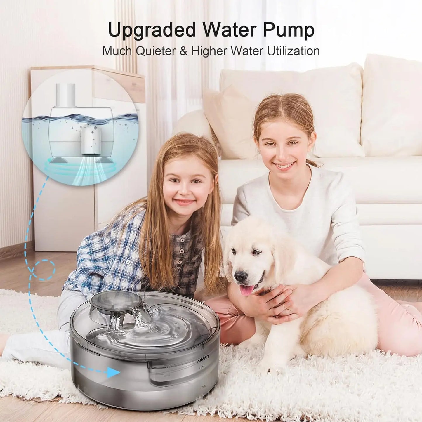 Large Automatic Pet Water Fountain, 170oz/1.3Gallon/5L