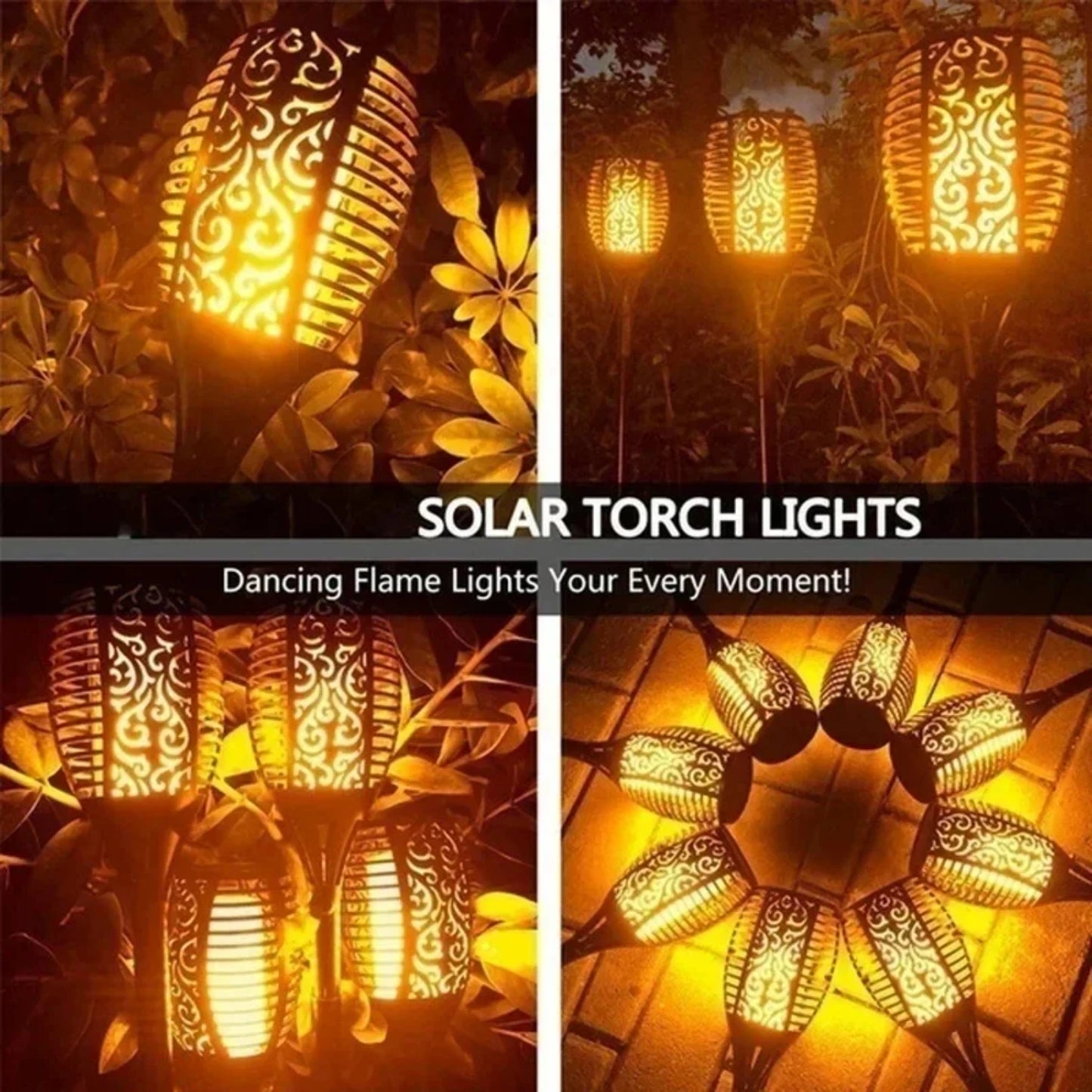 1/2/4 Pcs Solar Flame Torch Light - Outdoor, Waterproof