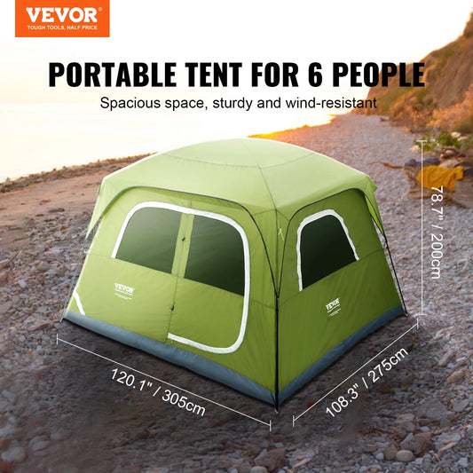6 Person Outdoor Waterproof Camping Tent with Carrying Bag