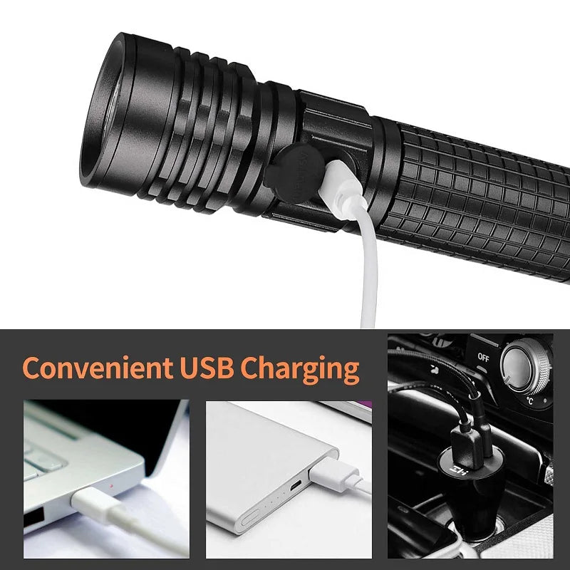 3-In-1 USB Rechargeable LED Flashlight Set