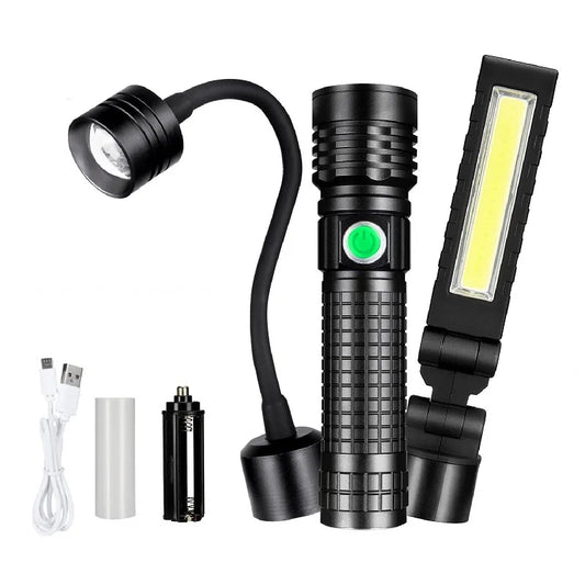 3-In-1 USB Rechargeable LED Flashlight Set