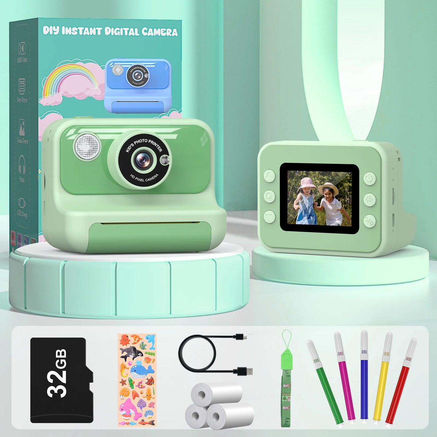 Kids Instant Print Camera - 2.4 Inch Mini Digital Camera 1080P HD