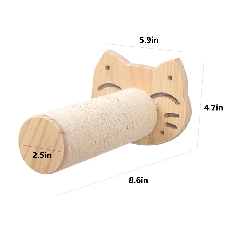 Wall Mounted Cat Climbing Shelf / Stairway With Sisal Scratching Post