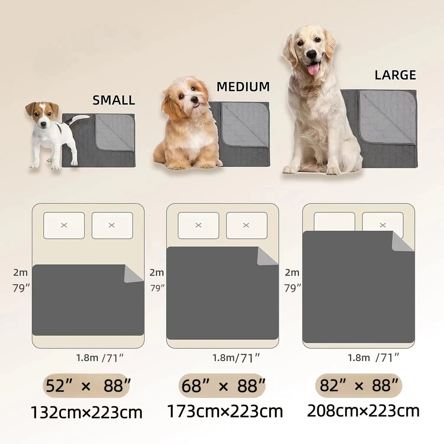 Extra Large, Reversible, 100% Waterproof Pet Blanket / Bed
