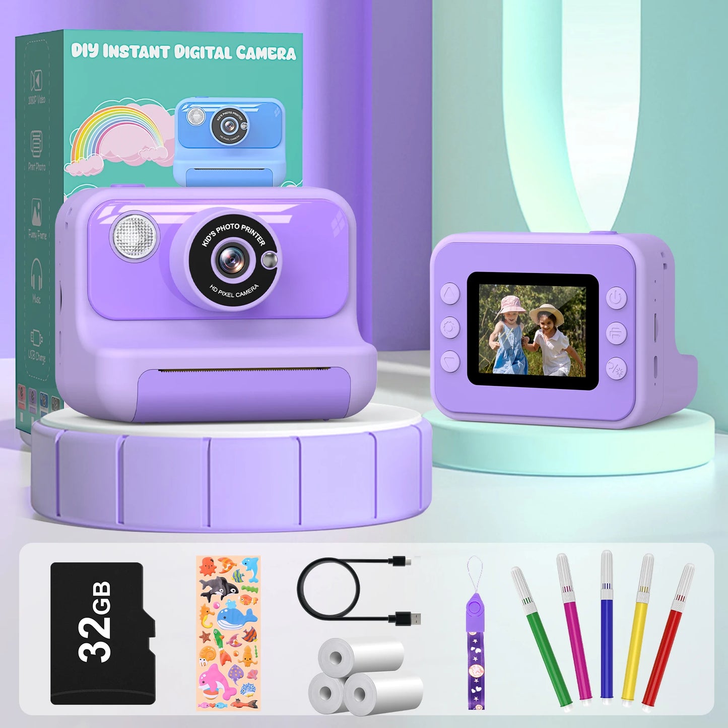 Kids Instant Print Camera - 2.4 Inch Mini Digital Camera 1080P HD