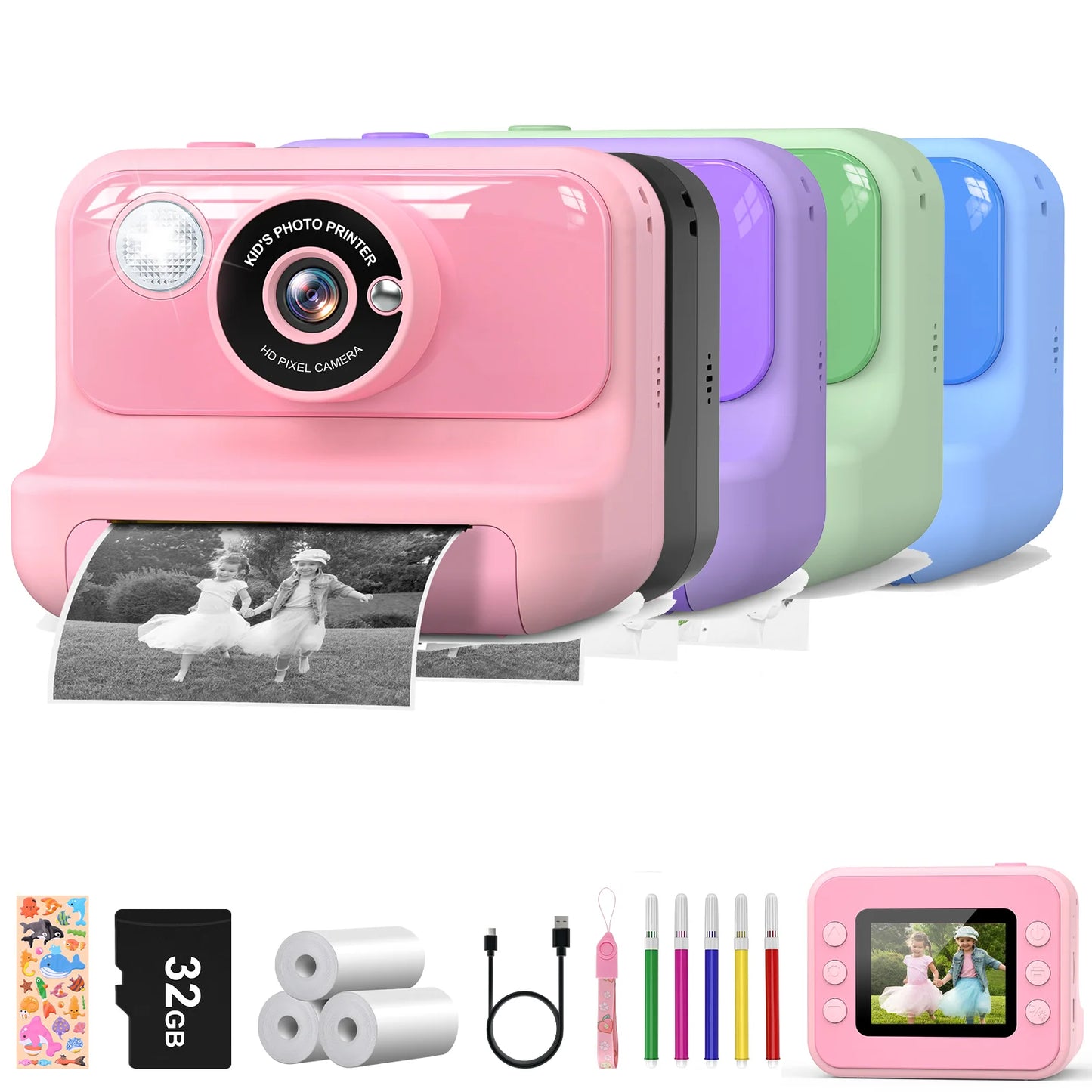 Kids Instant Print Camera - 2.4 Inch Mini Digital Camera 1080P HD