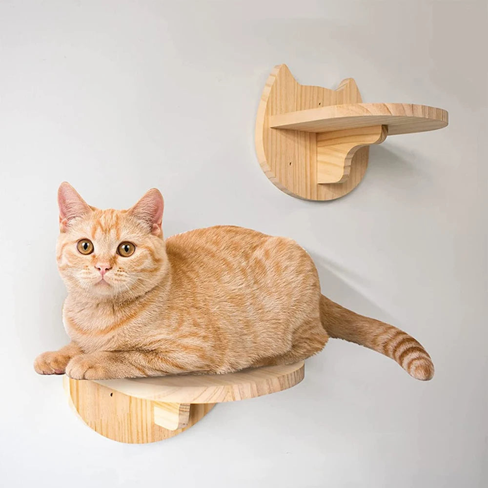 Wall Mounted Cat Climbing Shelf / Stairway With Sisal Scratching Post