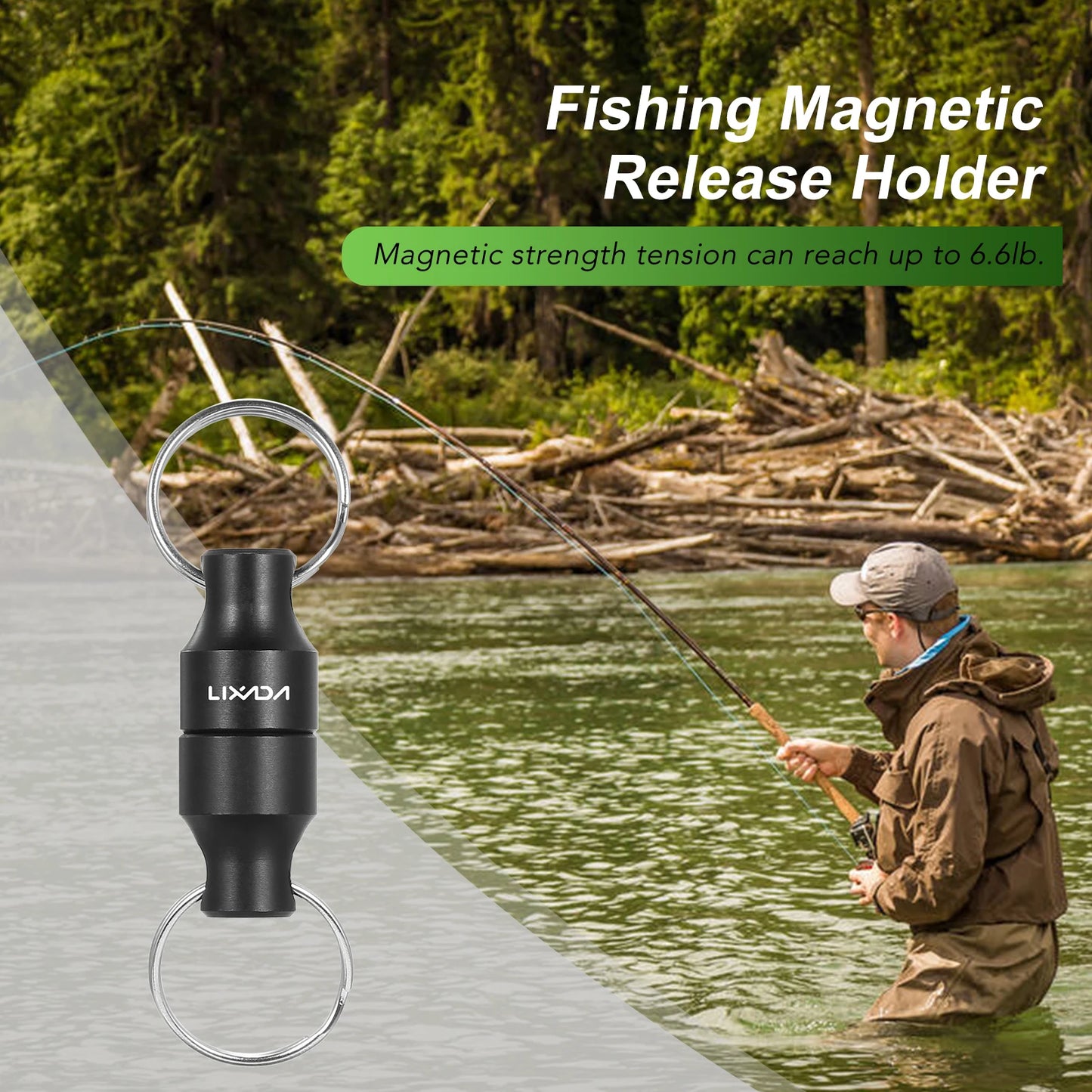 Fly Fishing Net Release Clip - Magnetic with Coiled Lanyard