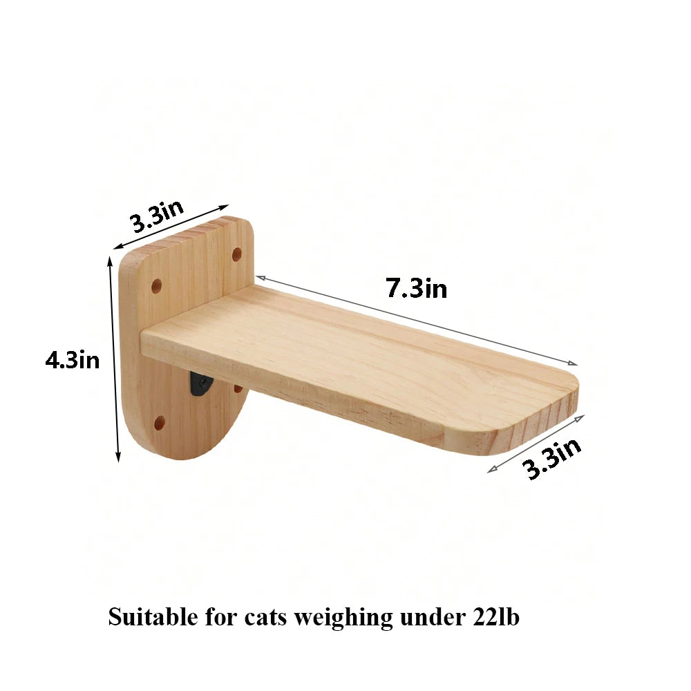 Wall Mounted Cat Climbing Shelf / Stairway With Sisal Scratching Post
