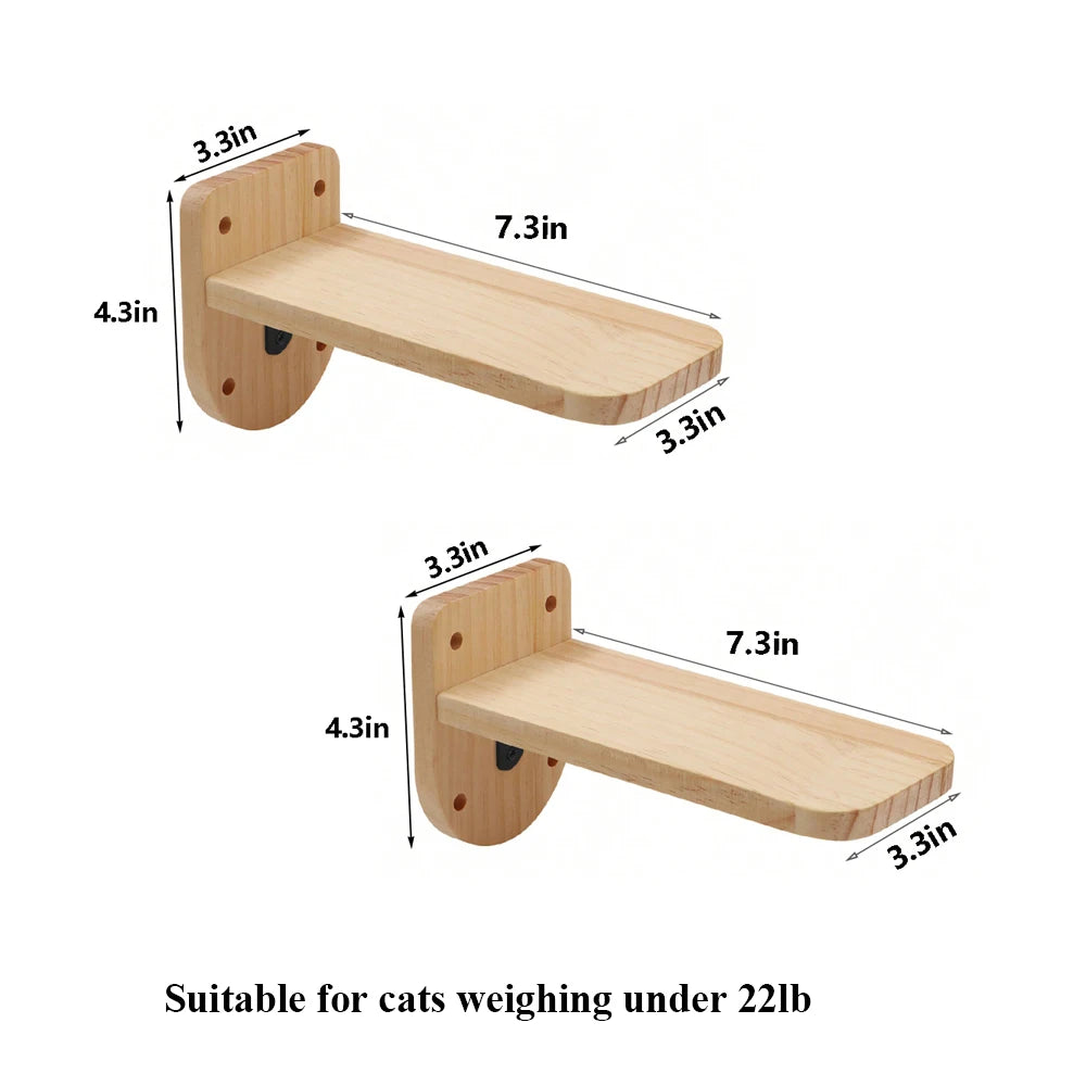 Wall Mounted Cat Climbing Shelf / Stairway With Sisal Scratching Post