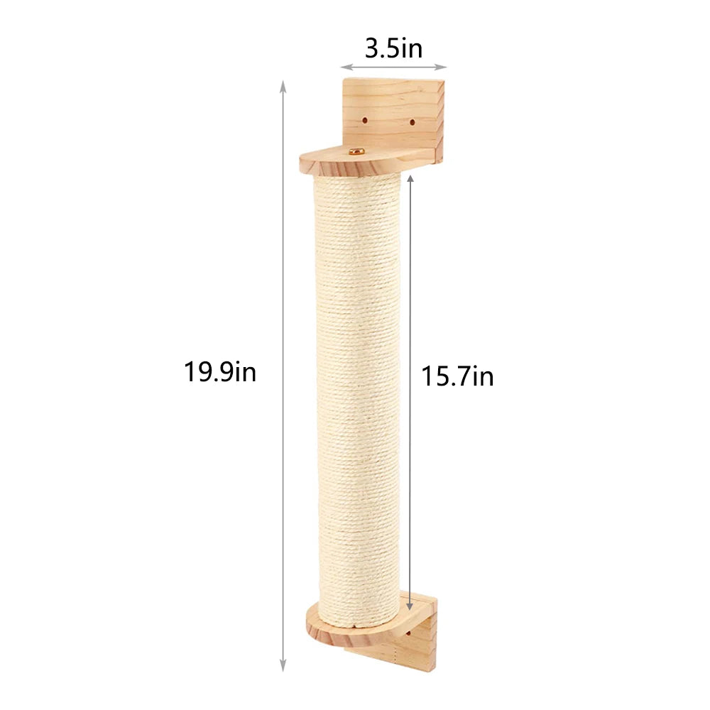 Wall Mounted Cat Climbing Shelf / Stairway With Sisal Scratching Post