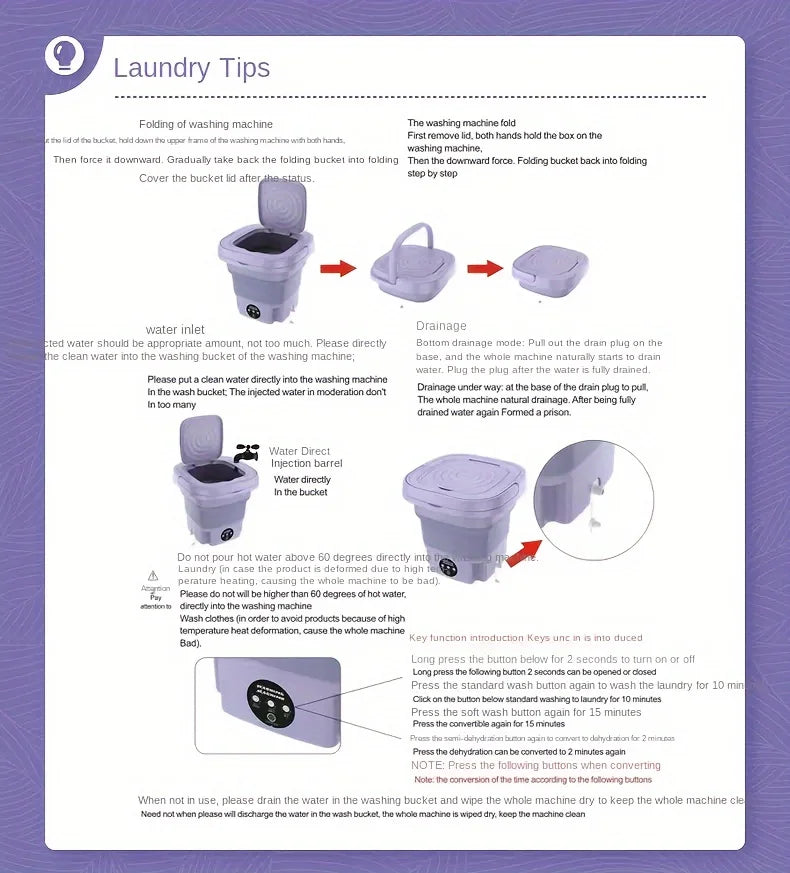 8L Portable Washing Machine with Spin Dryer