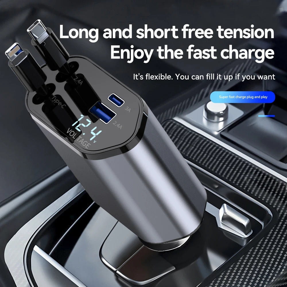 120W 4 in 1 Car Charger USB Type C Fast Charger