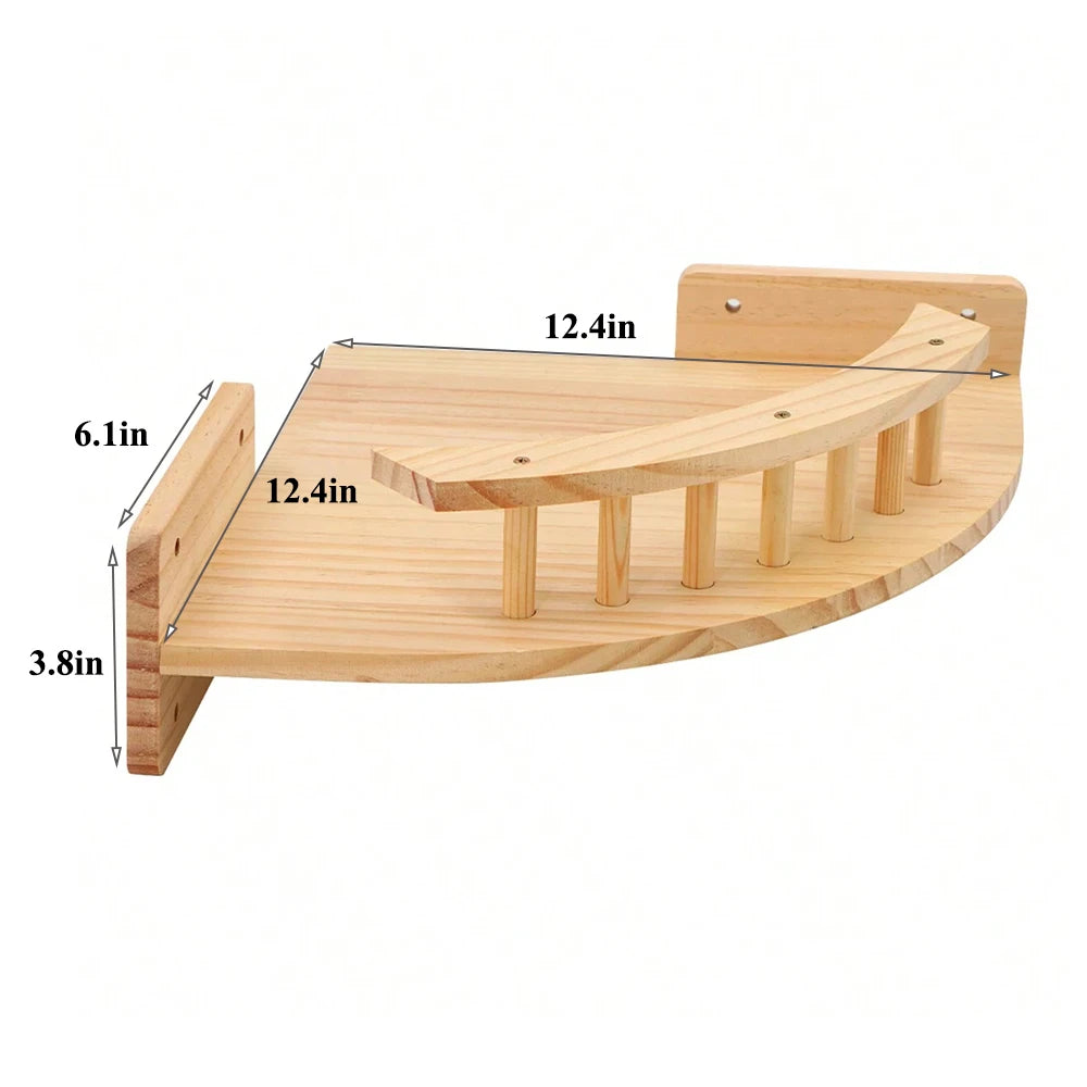 Wall Mounted Cat Climbing Shelf / Stairway With Sisal Scratching Post