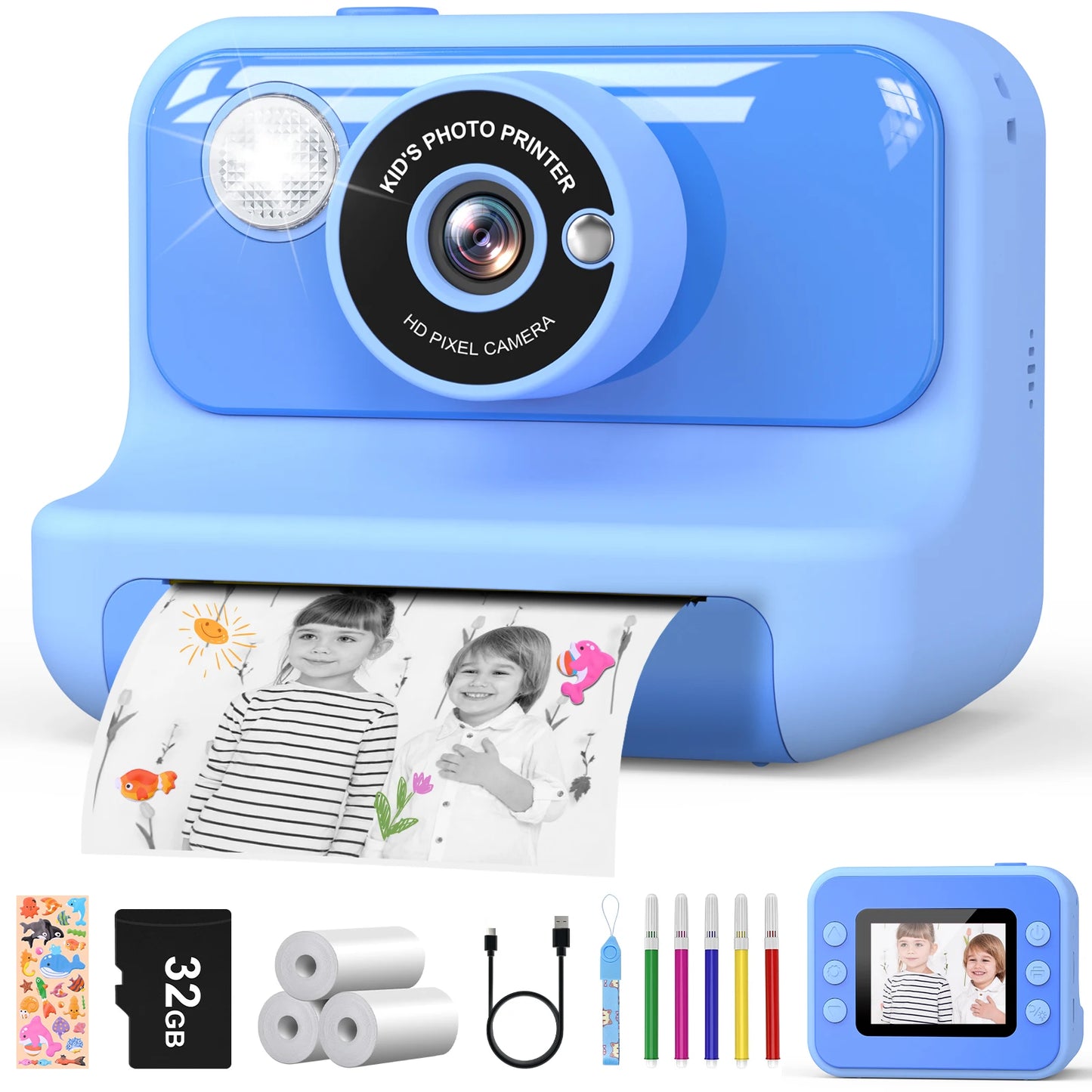 Kids Instant Print Camera - 2.4 Inch Mini Digital Camera 1080P HD