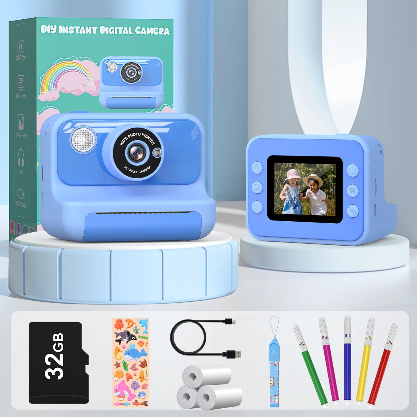 Kids Instant Print Camera - 2.4 Inch Mini Digital Camera 1080P HD