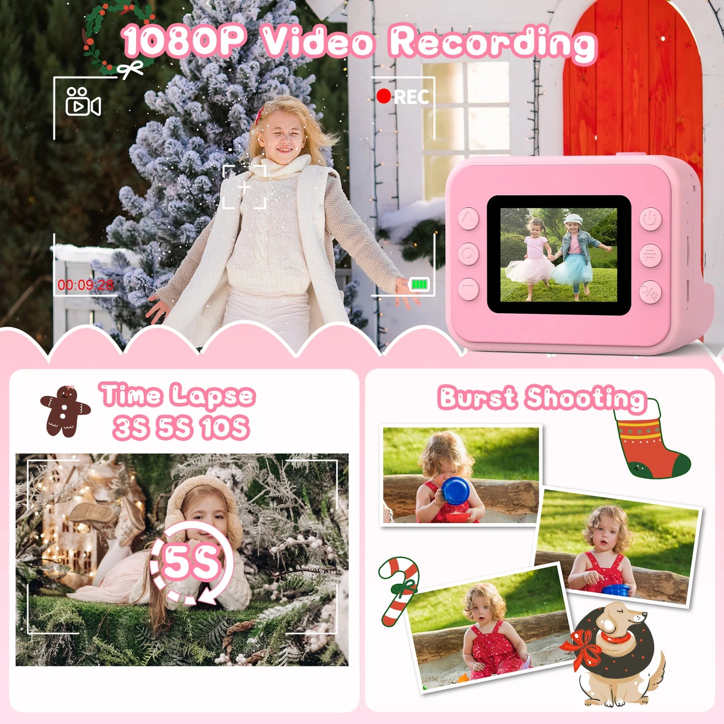 Kids Instant Print Camera - 2.4 Inch Mini Digital Camera 1080P HD