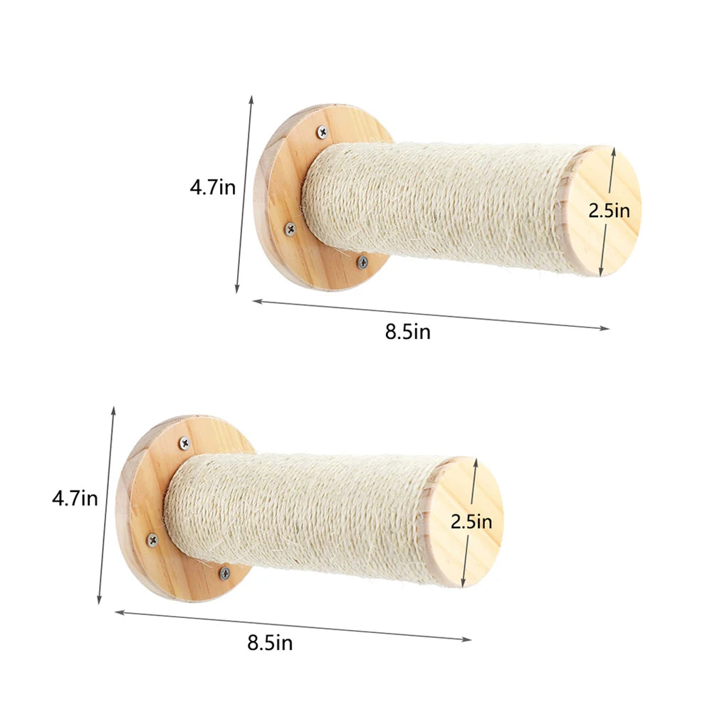 Wall Mounted Cat Climbing Shelf / Stairway With Sisal Scratching Post